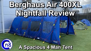 Berghaus Air 400XL Nightfall tent Review  A Spacious 4 Man Air Tent [upl. by Haerle]