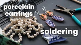 Porcelain Jewelry  Making jewelry with Soldering Iron Marie Antoinette 👸🏽 Esq Earrings [upl. by Melloney222]