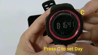 How to set SKMEI 1251 Watch timer and date [upl. by Irving]