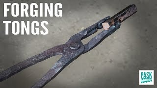 Homemade Blacksmith Tongs  Forged from Rebar [upl. by Enomys]