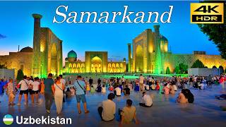 Samarkand Walking Tour  Evening walk in central Samarkand  Uzbekistan 🇺🇿  4K HDR [upl. by Darmit]