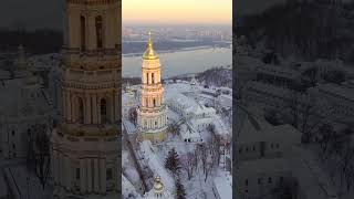 aerial view Kiev Pechersk Lavra in winter Kiev  Ukraine [upl. by Firooc56]