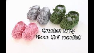 How to Crochet Baby Shoes 03 months  fine yarn [upl. by Alejandrina]