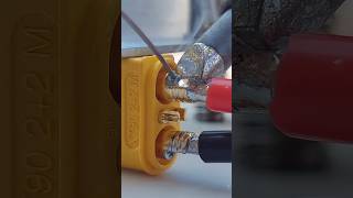 The process of welding 8awg silicone wire on the plug of xt90iSolderelectricianshorts [upl. by Dirgis]