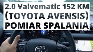 Toyota Avensis 20 Valvematic 152 KM AT  pomiar spalania [upl. by Neyuh]