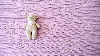 How to crochet an easy heart blanket  cute baby blanket tutorial any size [upl. by Umberto]