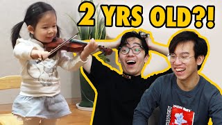 Professional Violinists React to a 2YearOld PRODIGY Progress Video [upl. by Eiralc610]