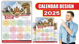 Calendar Design 2025  Printable 2025 Calendar Design in CorelDRAW Tutorial  Well Calendar Design [upl. by Bilak]