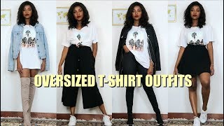 20 Ways To Style Your Oversized TShirt  Oversized TShirt Outfits [upl. by Ahsratan]