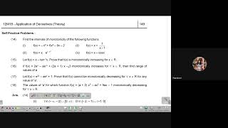 Application of Derivatives  Monotonicity of a Function  12th JEE Math  16th Aug 2024 [upl. by Emoraj177]