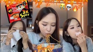 PART2 3X SPICY NOODLE CHALLENGE🔥🌶️🌶️😭 [upl. by Alaehs]