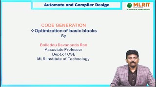 LEC38Automata amp Compiler Design Code Generation Optimization of basic blocks by B Devananda Rao [upl. by Lectra]