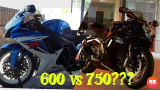 GSXR 600 VS GSXR 750 [upl. by Lipsey534]