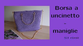 Borsa Violetta Uncinetto  maniglia e tracolla [upl. by Marya]