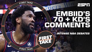 Stephen A vs Shannon vs Big Perk 🍿 Joel Embiids 70 PTS amp KDs GOAT debate comments  First Take [upl. by Ciprian]