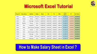 How to Make Salary Sheet 2022 in Microsoft Excel  Microsoft Excel এ সেলারি সীট তৈরি [upl. by Muns750]