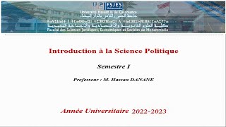 Introduction à la science politique S1  Les différents régimes politiques Pr Hassan Danane [upl. by Ayatan]