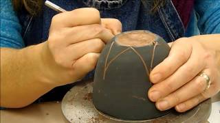 Ceramics I Sgraffito Carving the Pinch Cups [upl. by Ecertal62]