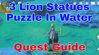 3 Lion Statues Puzzle Luhua Pool find a treasure In water Genshin Impact [upl. by Nnil859]