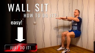 Wall sit exercise How to do it For training leg muscles Correct technique What muscles work [upl. by Ettenad]