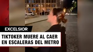 Tiktoker muere al grabarse cantando y caer por escaleras del Metro [upl. by Jermaine353]