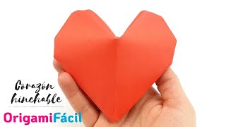 ❤ Cómo hacer Corazón de origami inflado paso a paso ¡Fácil [upl. by Gore]