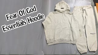 Fear Of God Essentials Hoodie FW22 Light Oatmeal Review [upl. by Bekha]