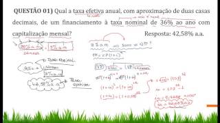 Aula 02  Exercício comentado sobre Taxa Efetiva e Taxa Nominal [upl. by Gaynor]