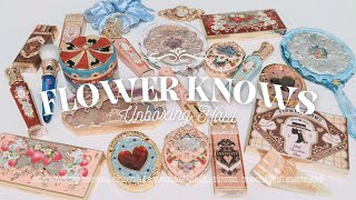 flower knows unboxing haul 🍓🍫🧜🏻‍♀️🎪 aesthetic douyin makeup  swatches [upl. by Anitreb]