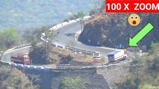 Dhimbam HillsHevay load Lorry and Bus and Emty Lorry Turning on 2027 Hairbin Bend at Dhimbam Ghat [upl. by Occer859]