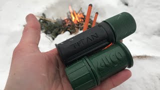 FIRE IN A SNOW STORM with TITAN Matches from UCO  Behemoth Sweet Fire [upl. by Kennedy]