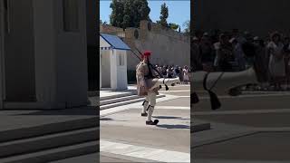 Evzones exiting after changing of the guards greece history tourism evzone soldier visitathens [upl. by Teodoor278]