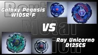 Beyblade Metal Masters Galaxy pegasus W105R2F vs Ray striker D125CS [upl. by Fairfax]