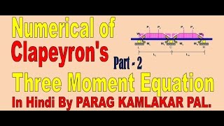 Clapeyrons three moment equation numerical in HindiPART2 By PARAG KAMLAKAR PAL [upl. by Ahsenrat]