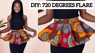 DIY 720 DEGREES FLARE PEPLUM How to Cut and Sew  Detailed Tutorial Video [upl. by Tnerual]