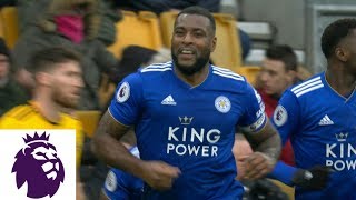 Wes Morgans header equalizes late on for Leicester against Wolves  Premier League  NBC Sports [upl. by Swithbart]