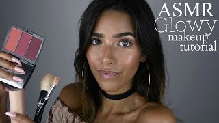 ASMR Glowy Makeup Tutorial Tapping Face Brushing Cream [upl. by Eserrehs105]