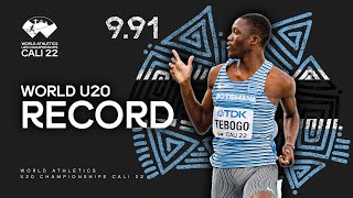 991 ‼️ Tebogo breaks his own world U20 record  World Athletics U20 Championships Cali 2022 [upl. by Winne]