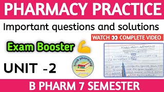 Pharmacy practice unit 2 important questions and solutions  Exam Booster 💪  b pharm 7 semester [upl. by Ahsilac]