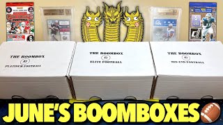 Guess which box the big hit came from 🤔 Opening Junes Elite Platinum amp MidEnd Football Boomboxes [upl. by Haiel133]