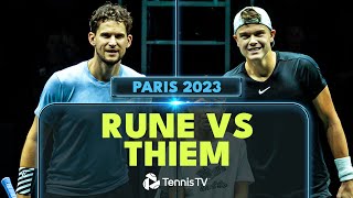 Holger Rune vs Dominic Thiem ENTERTAINING Match Highlights  Paris 2023 [upl. by Sacul]