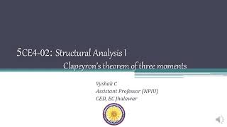 Lecture 8  SA1  Clapeyron’s Theorem Of Three Moments 1 [upl. by Halfon]