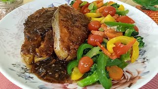 Salmon Teriyaki With Fried Vegetable ╴RecipeLiniCooking [upl. by Zorana]