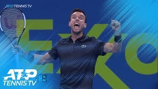 Bautista Agut beats Djokovic Best Shots amp Match Point  Doha 2019 [upl. by Doherty]