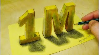 1 Millions Subscribers  Drawing 3D Illusion  Vamos [upl. by Hadwyn]