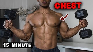 15 Minute Dumbbell Chest Workout At Home  No Bench Needed [upl. by Maureen163]