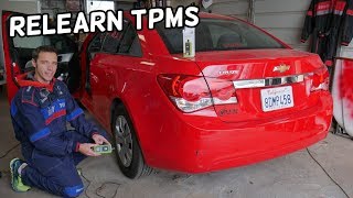 HOW TO RELEARN TPMS TIRE PRESSURE SENSOR ON CHEVROLET CRUZE CHEVY SONIC [upl. by Cchaddie]