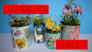 Maceta de lata reciclada con decoupage [upl. by Eeliram]