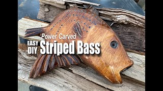 How to make a power carved wood Striped Bass sculpture [upl. by Moffat]