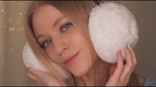 ASMR Gentle earmuff scratching and calm visual ASMR super close up  3DIO [upl. by Nerita367]